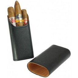 Etui Adorini en cuir pour 3 cigares Cuir Noir