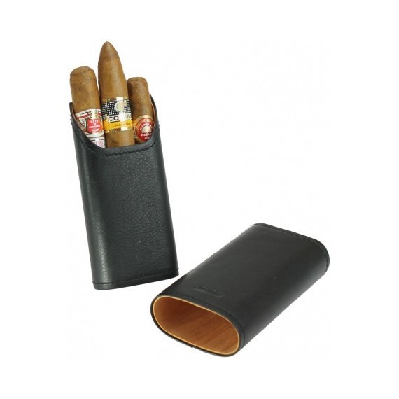 Etui Adorini en cuir pour 3 cigares Cuir Noir