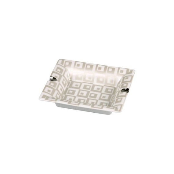 Cendrier porcelaine rectangle argenté