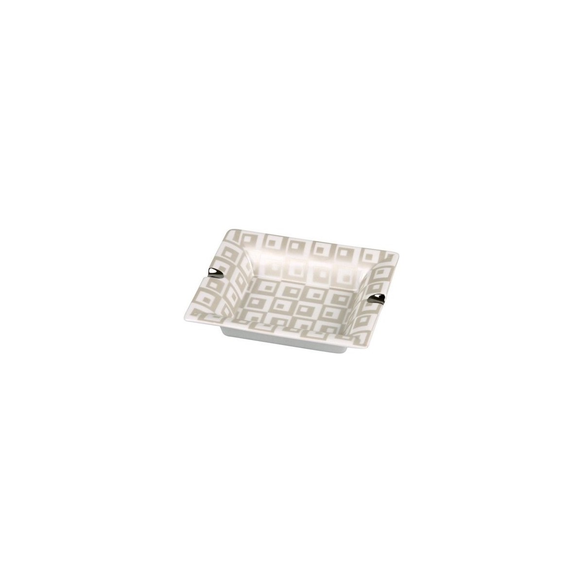 Cendrier porcelaine rectangle argenté