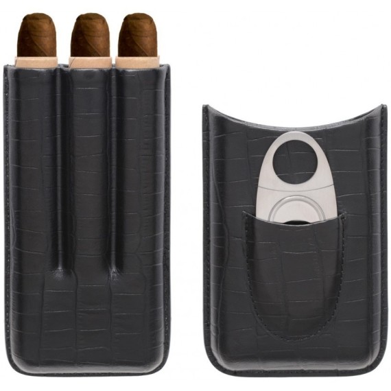 Etui 3 cigares avec coupe-cigare Myon Noir