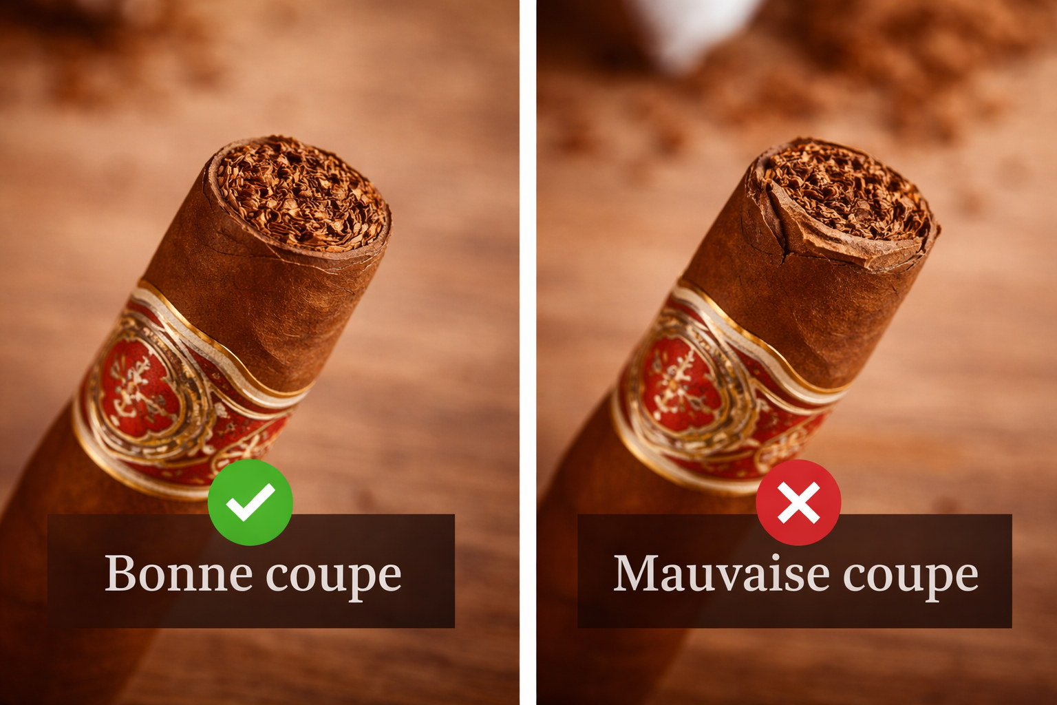 bonne coupe cigare vs mauvaise coupe